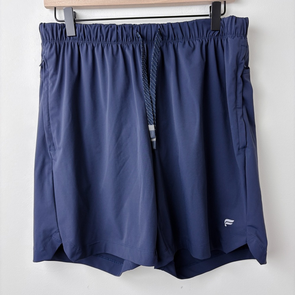 Fabletics The One Shorts Mens L Navy Blue 7" Unlined Workout Running Training